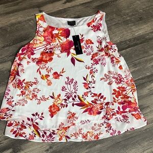 Worthington Woman Sleeveless Scoop Neck Floral Top Womens Size M